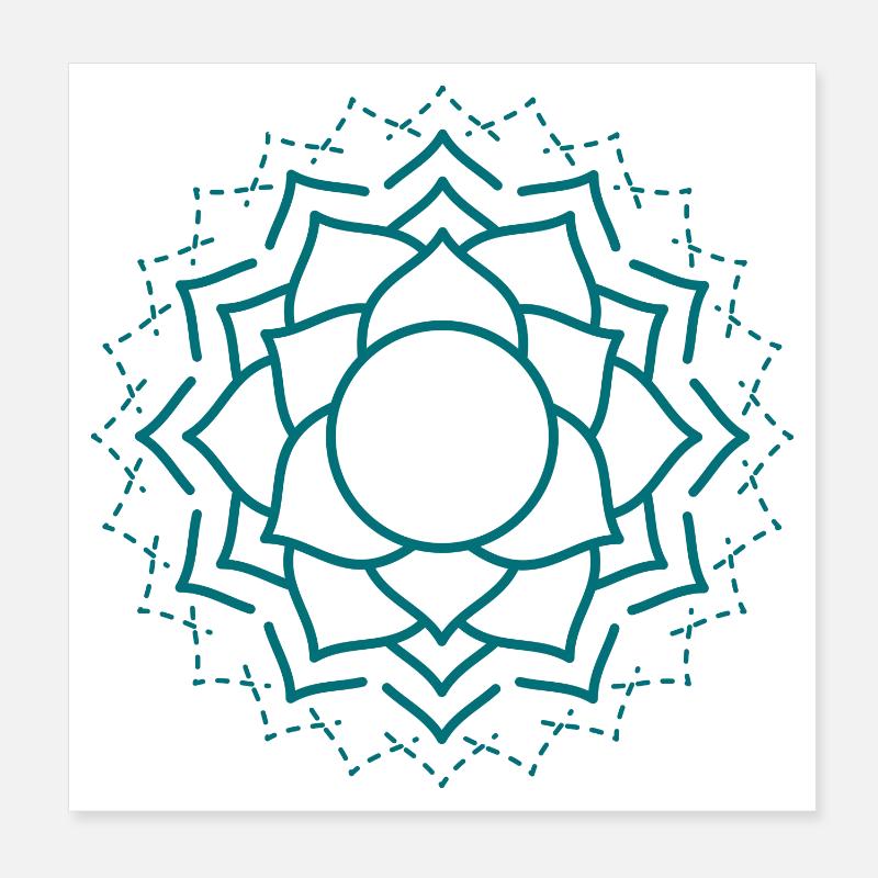 Kompliziertes Mandala Blumenmuster - Poster 20x20 cm - Weiß