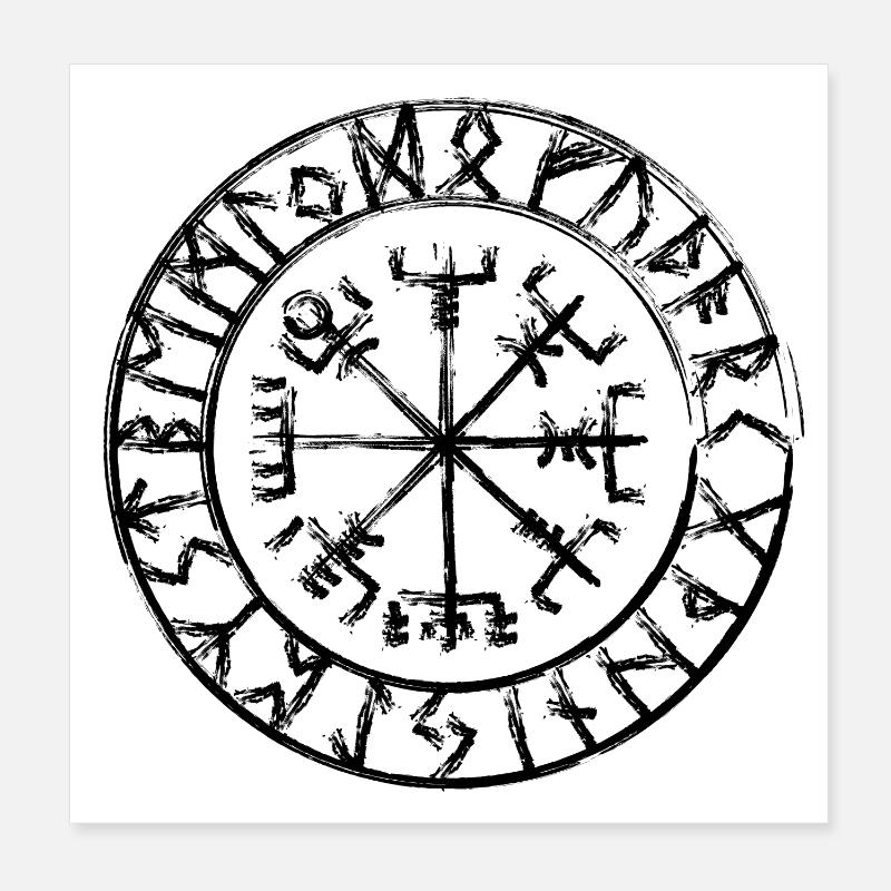 used Design - Vegvisir - Guide - Circuit de rune - Poster 20 x 20 cm - blanc