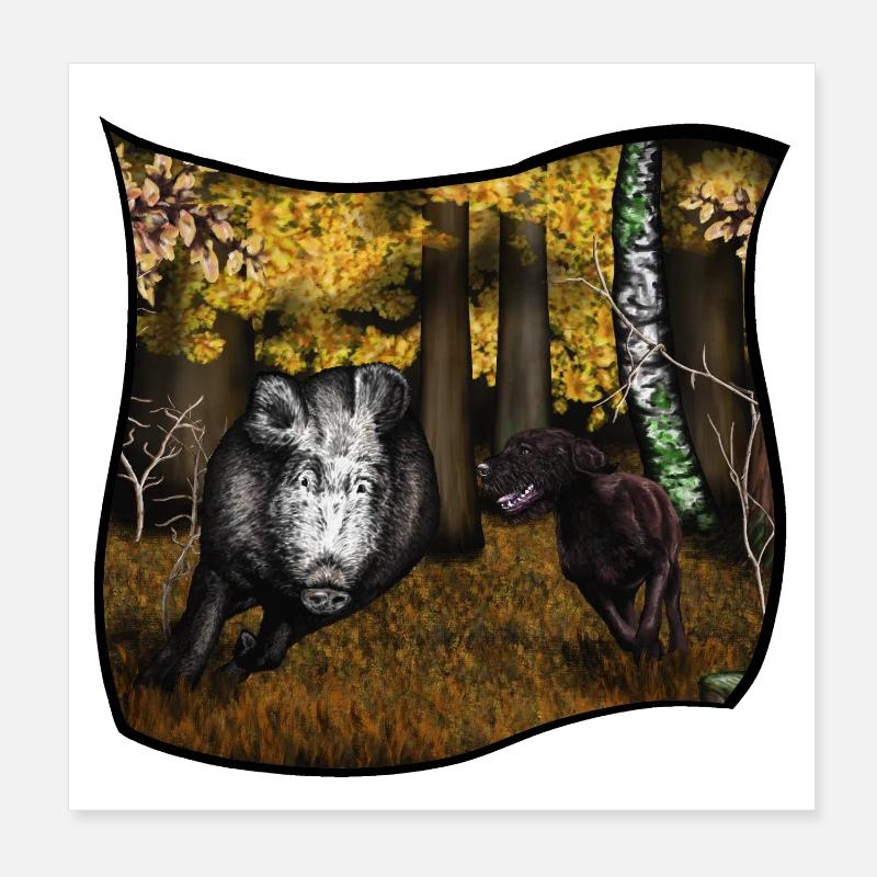 Drückjagd Poster 20x20 cm