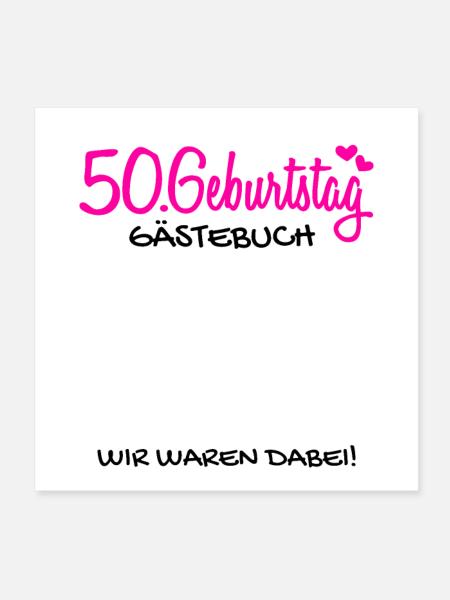 50 Geburtstag Gästebuch - 50 Jahre Geschenk - Poster 20x20 cm - Weiß - Vorne