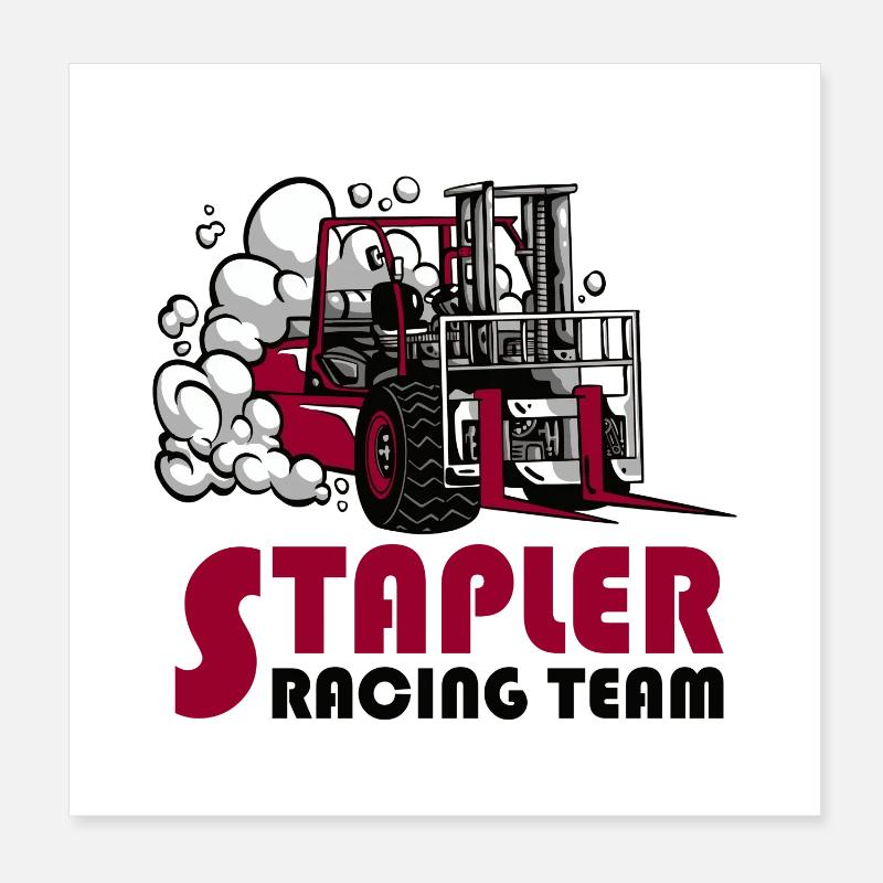 Forklift Racing Team Poster 8" x 8" (20x20 cm)