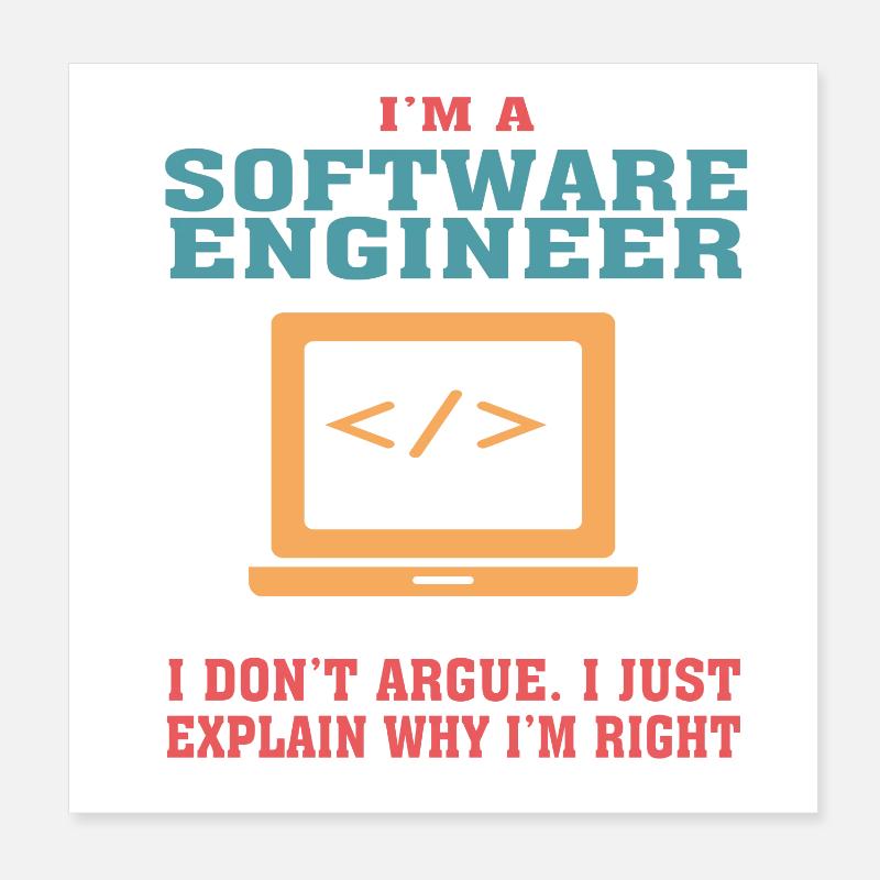 Citation drôle de génie logiciel pour Software Engi Poster 20 x 20 cm