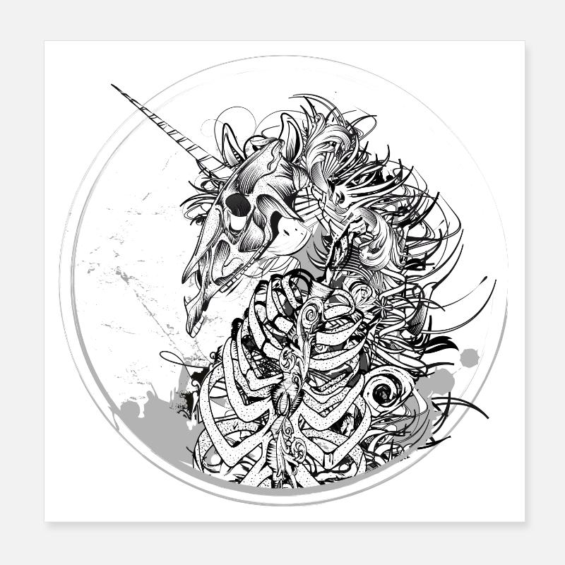 skeletonized unicorn extraordinary representation Poster 8" x 8" (20x20 cm)