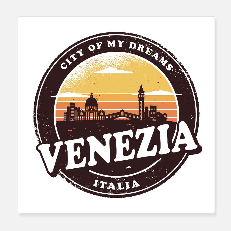Venice Vintage Skyline Design - Poster 8" x 8" (20x20 cm) - white