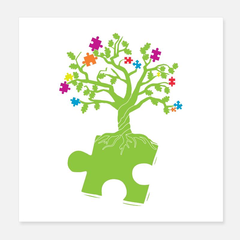 Autism Awareness Puzzle Tree Poster 8" x 8" (20x20 cm)