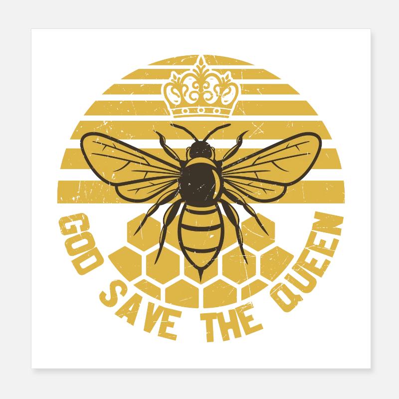 God Save The Queen Beekeeper Honey Bee Poster 20 x 20 cm