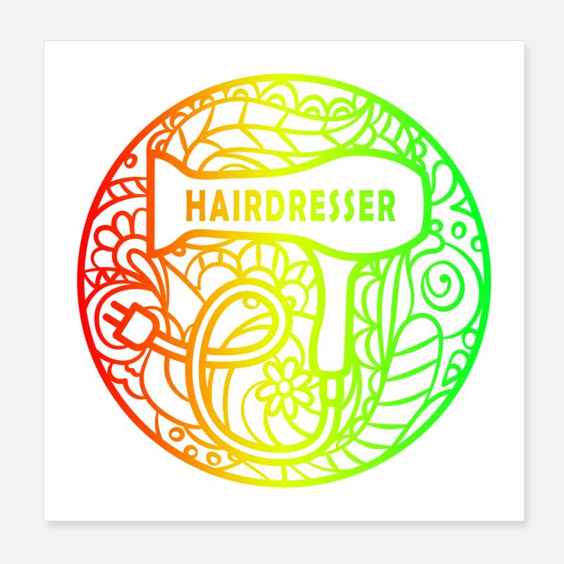 Coiffeur design arc-en-ciel Poster 20 x 20 cm