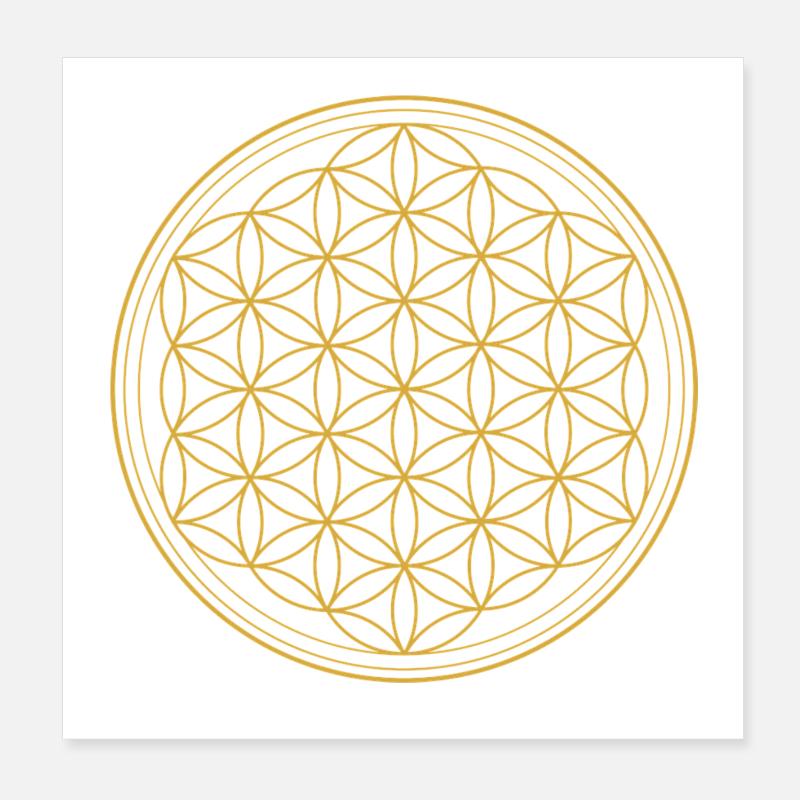 BLUME DES LEBENS (GOLD) - Poster 20x20 cm - Weiß