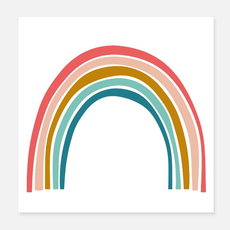 Pastell Regenbogenbogen - Poster 20x20 cm - Weiß