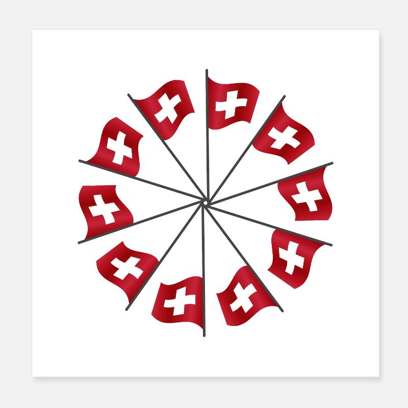 Drapeaux suisses | Swiss flags Poster 20 x 20 cm