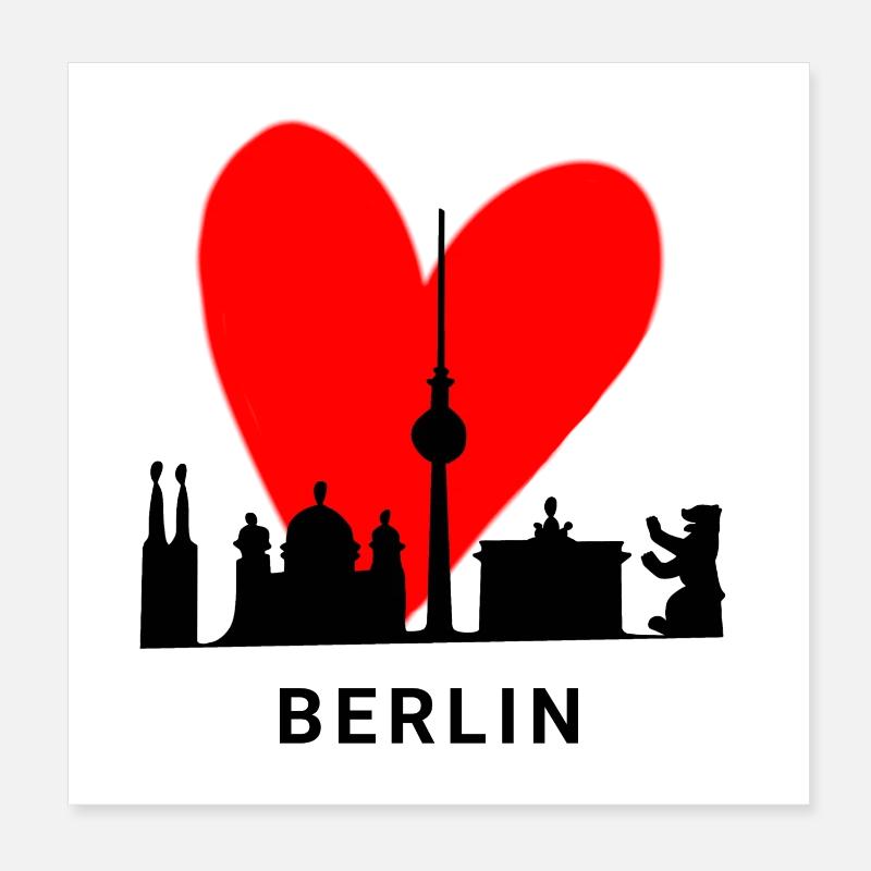 Berliner Herz Skyline Design Poster 20x20 cm
