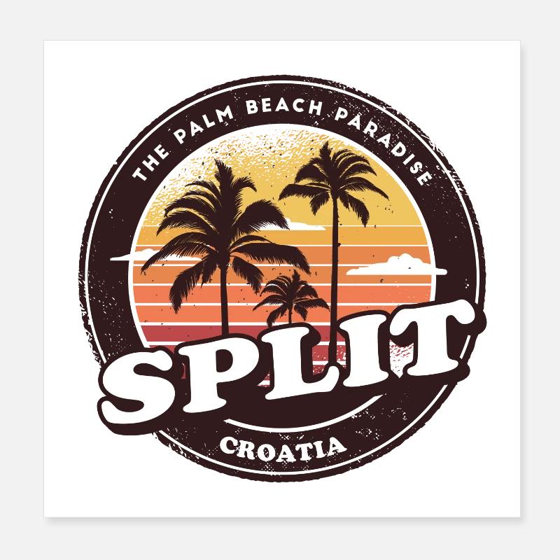 Split Kroatien Vintage Beach Design Poster 20x20 cm