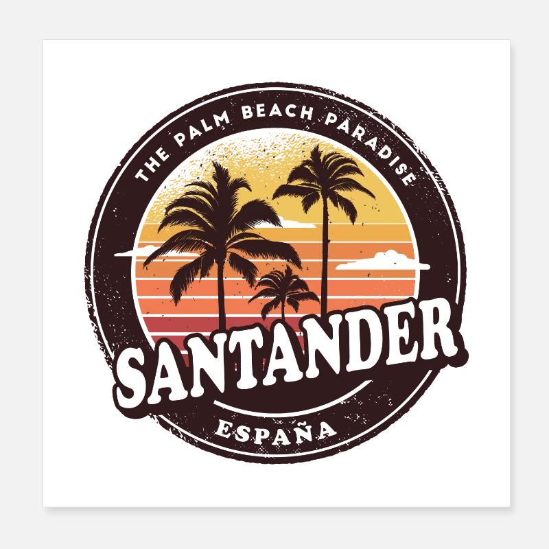 Santander Spanien Vintage Beach Design Poster 20x20 cm