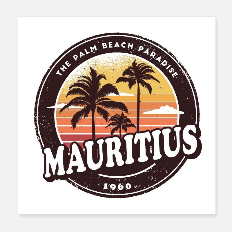 Mauritius Vintage Beach Design / Gift Idea Poster 8" x 8" (20x20 cm)