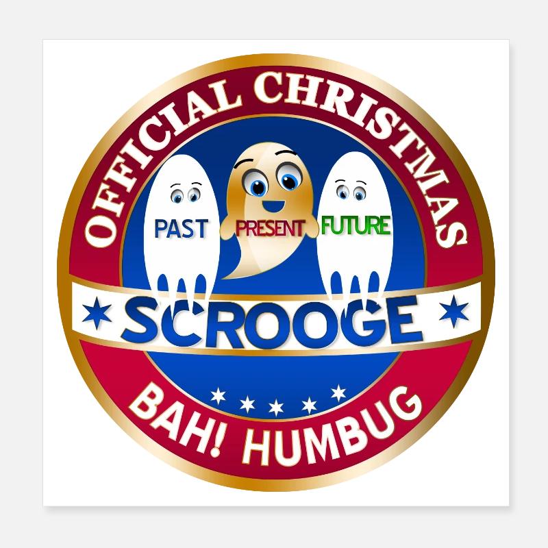 Scrooge Past Present Future Badge Poster 8" x 8" (20x20 cm)