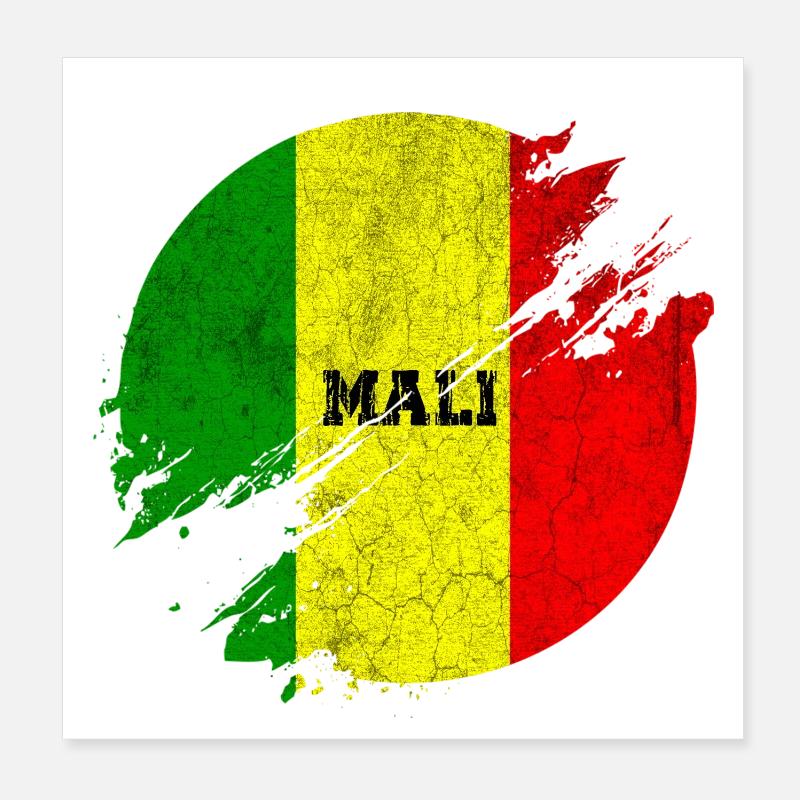 Drapeaux Mali cercle vintage Poster 20 x 20 cm
