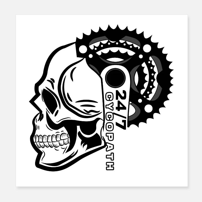 Biker Bicycle Skull Saying Poster 8" x 8" (20x20 cm)