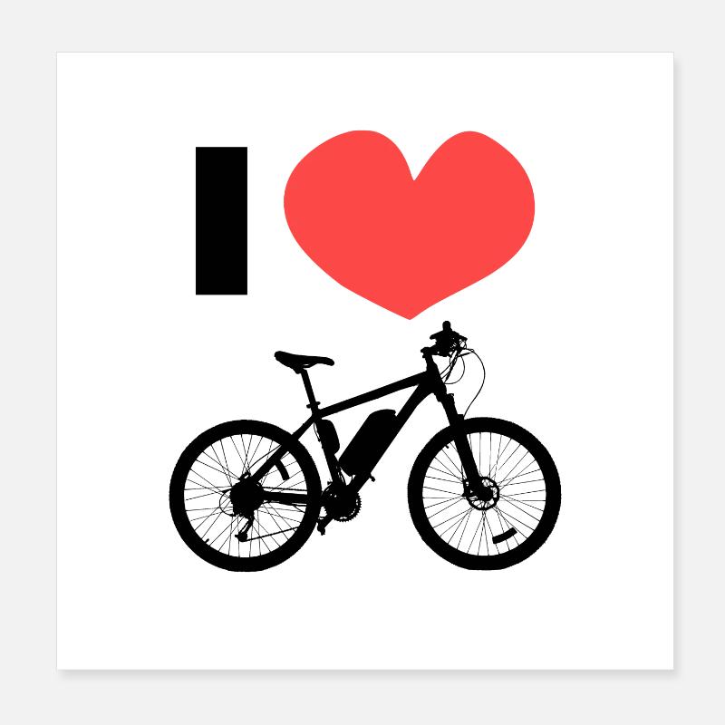Déclaration J’aime les vélos vélo coeur Poster 20 x 20 cm