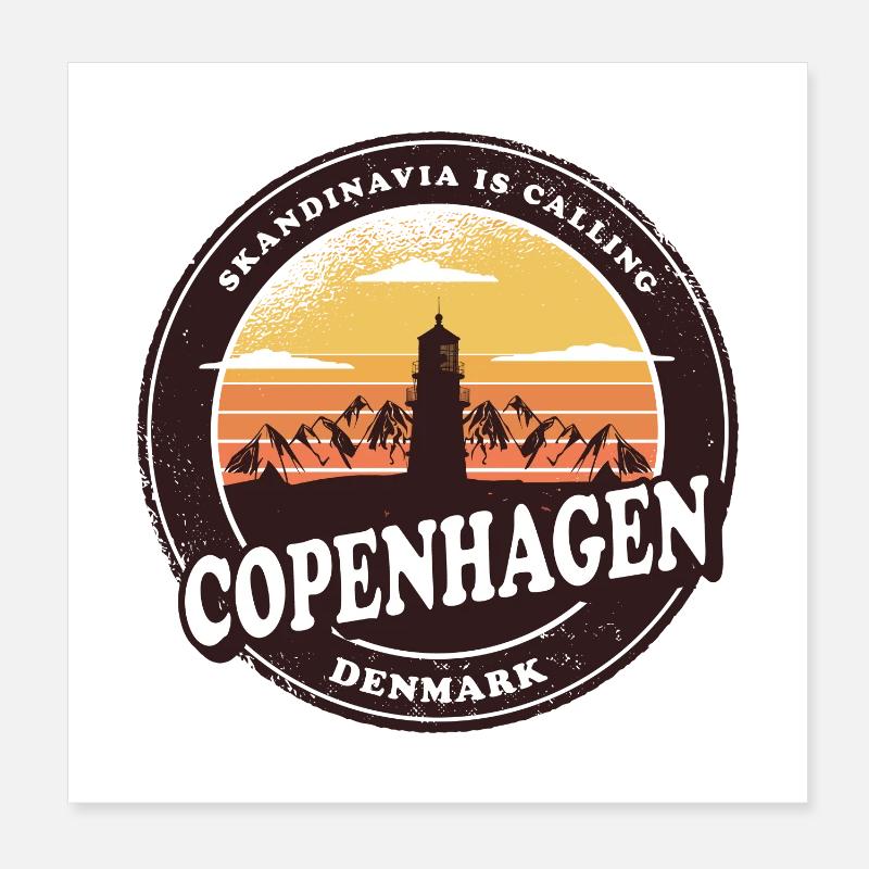 Kopenhagen Dänemark Leuchtturm Design - Poster 20x20 cm - Weiß