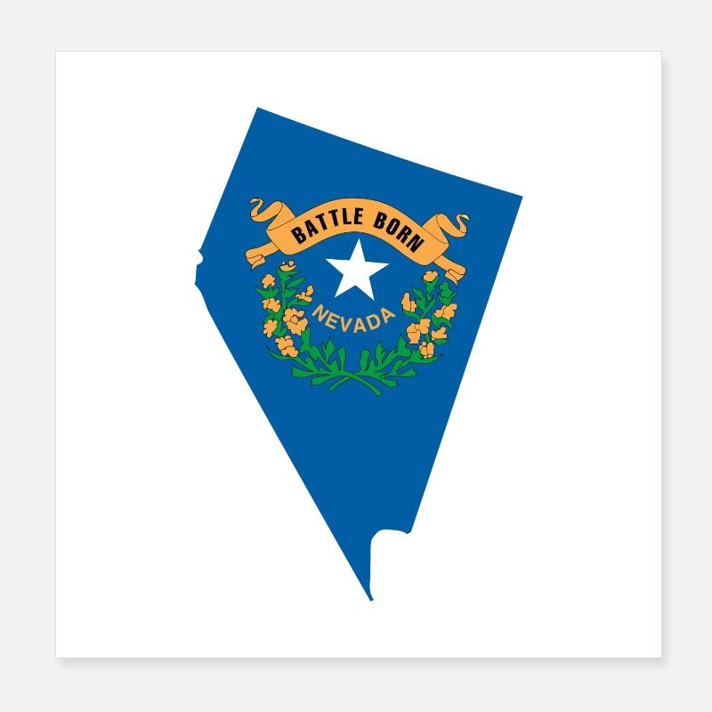 Nevada USA State Nevada Flag Map Poster 8" x 8" (20x20 cm)