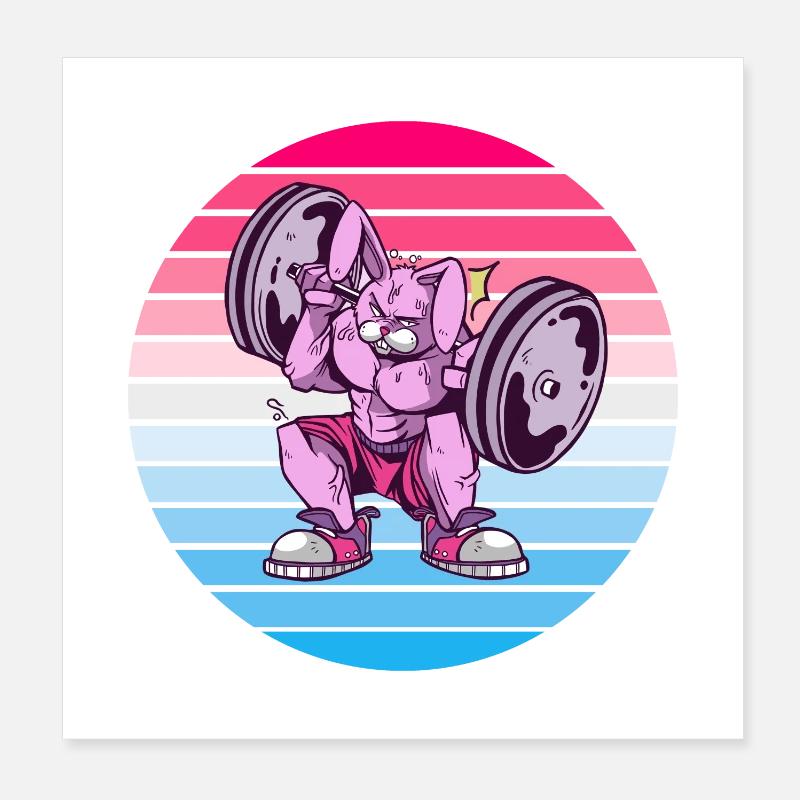 Conception de bodybuilder de lapin Poster 20 x 20 cm