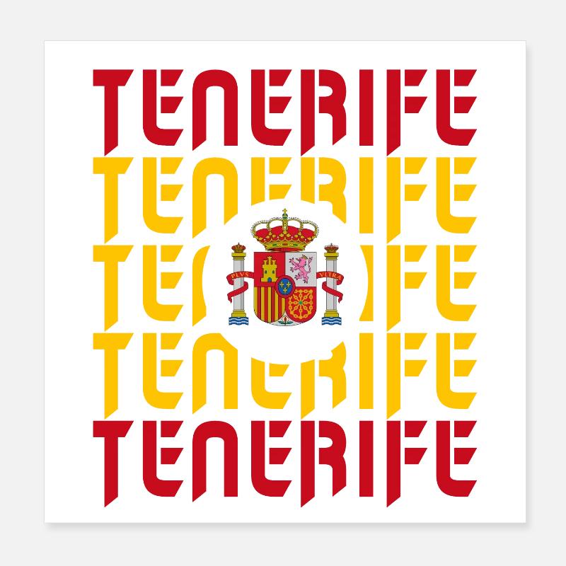 Teneriffa Spanien Flaggen Design - Poster 20x20 cm - Weiß