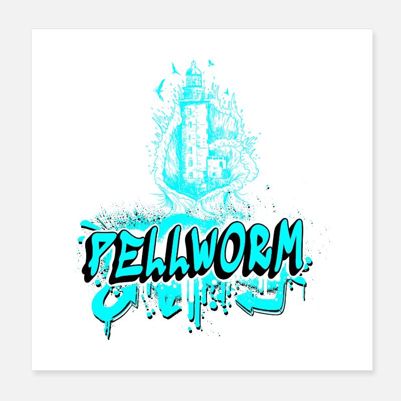 Pellworm lighthouse graffiti design Poster 8" x 8" (20x20 cm)
