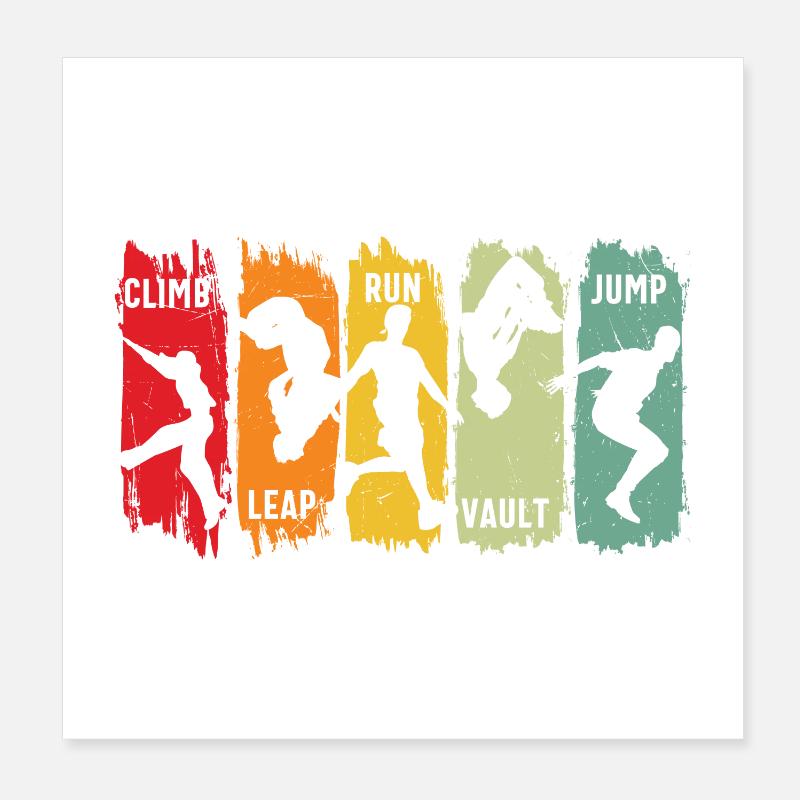 Parkour Escalade Saut en course libre Saut en saut - Poster 20 x 20 cm - blanc