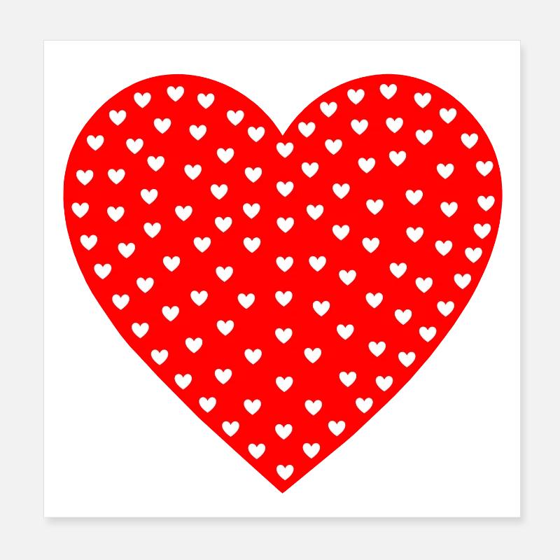 Heart Flood Small Hearts Pattern - Poster 8" x 8" (20x20 cm) - white