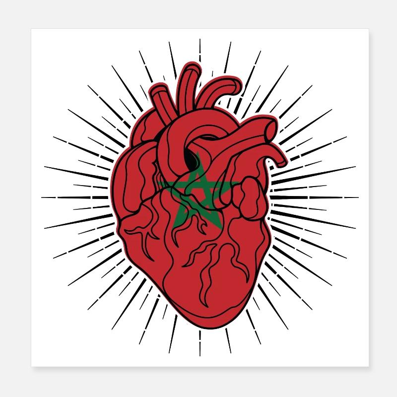 Herzflagge von Marokko Poster 20x20 cm