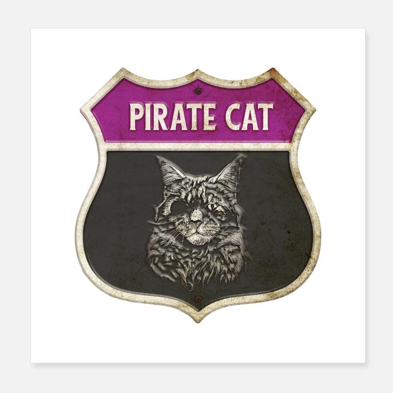 Motif écusson pirate de chat Poster 20 x 20 cm