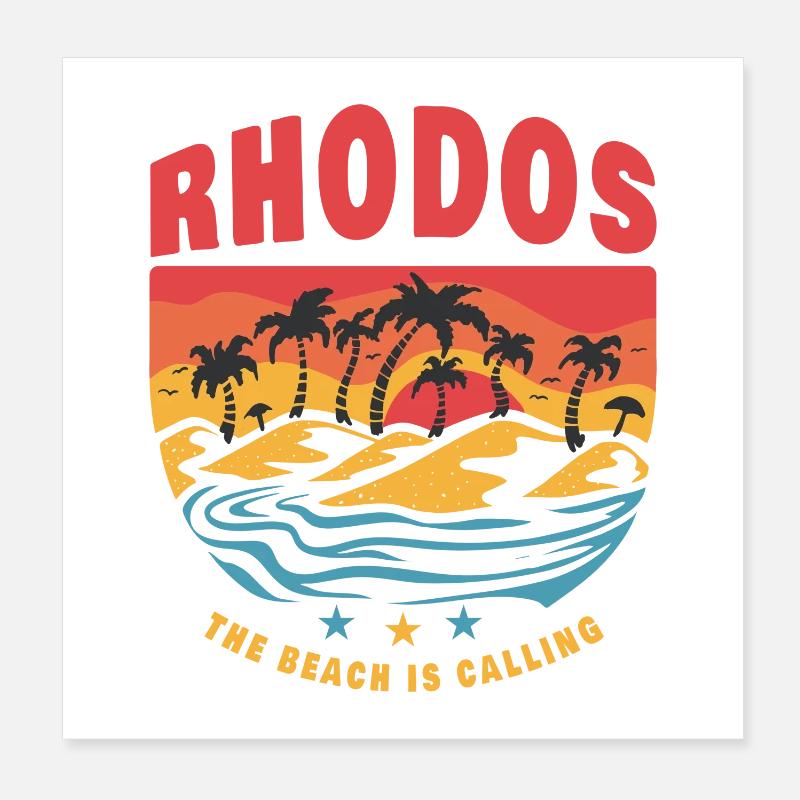 Conception de plage Rhodes Grèce Poster 20 x 20 cm