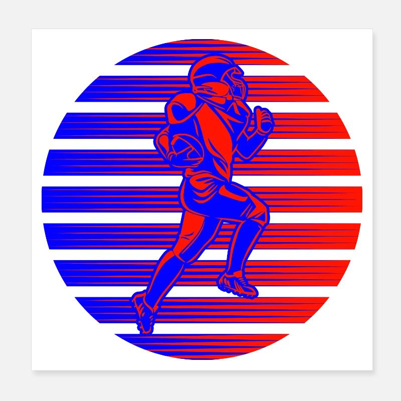 Quarterback rétro néon Poster 20 x 20 cm