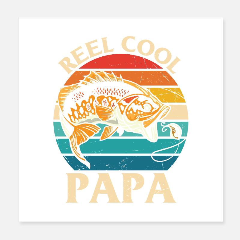 Citation de pêche Moulinet Cool Papa Conception de pêche Poster 20 x 20 cm