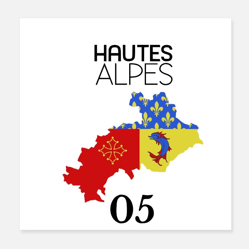 Hautes-alpes - Poster 20 x 20 cm - blanc