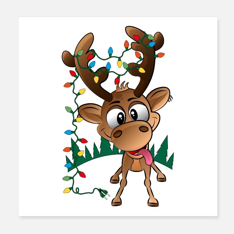 Rodolphe de renne de Noël avec lumières led Poster 20 x 20 cm