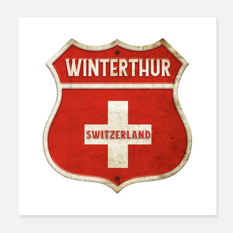 Winterthur Schweiz Wappen Flaggen Design Poster 20x20 cm