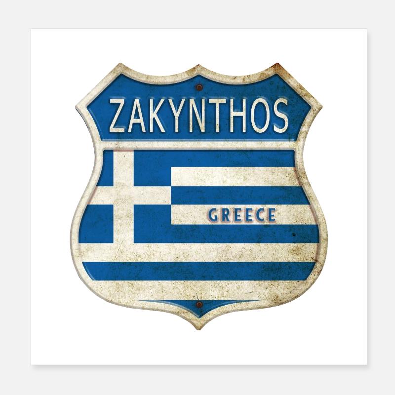 Zakynthos Grèce Armoiries Drapeaux Design Poster 20 x 20 cm