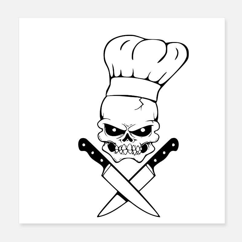 Tête de mort cuisinier Poster 20 x 20 cm