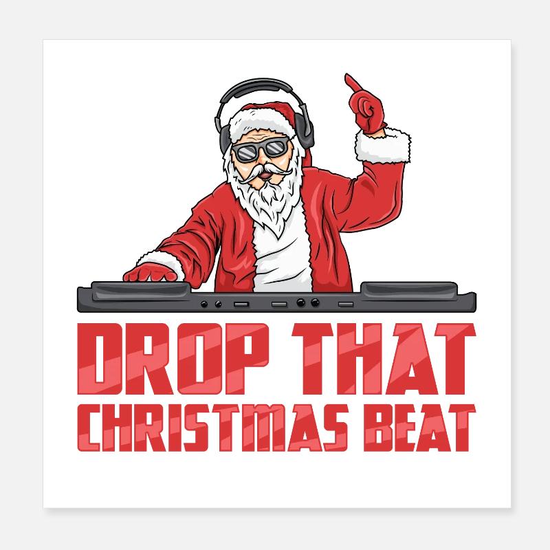 DJ Père Noël Poster 20 x 20 cm