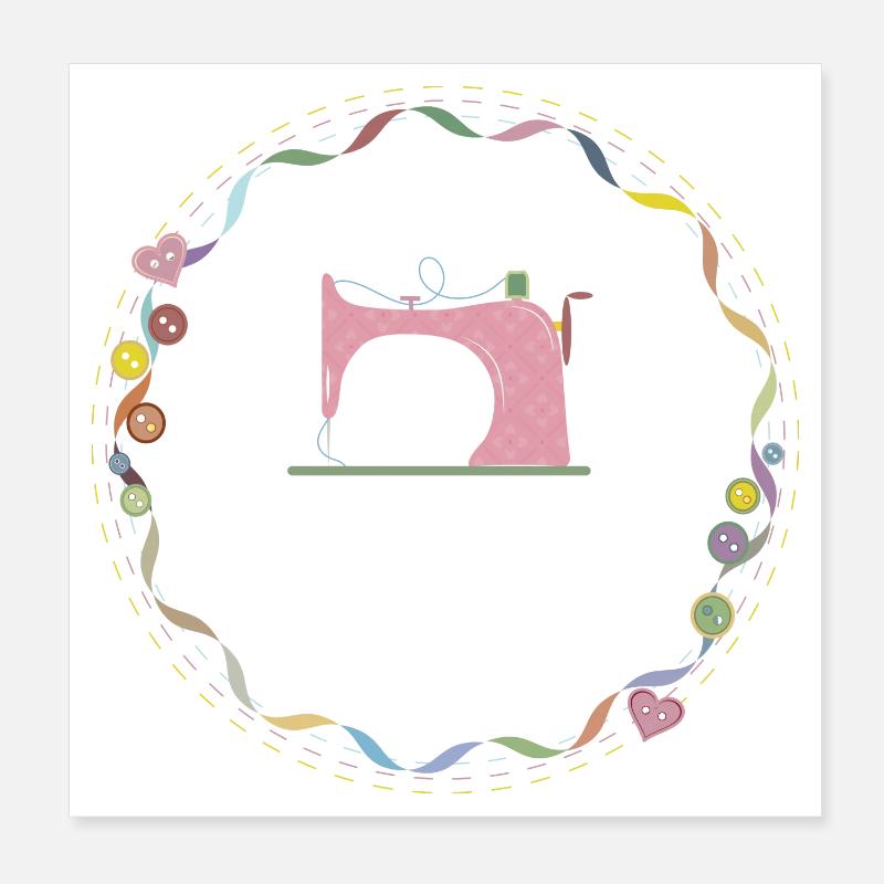 nostalgic colorful sewing machine with buttons Poster 8" x 8" (20x20 cm)