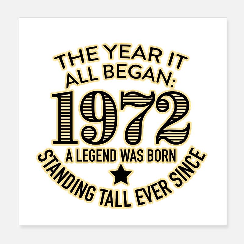 1972 Année de naissance Poster 20 x 20 cm