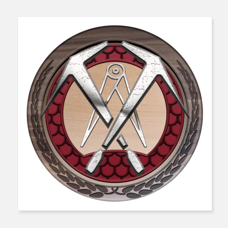 Handwerk Dachdecker Emblem - Poster 20x20 cm - Weiß