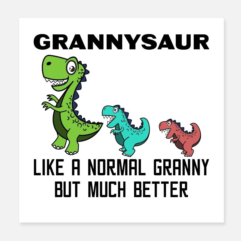 Lustig Großmutter Oma Dinosaurier Statement Poster 20x20 cm