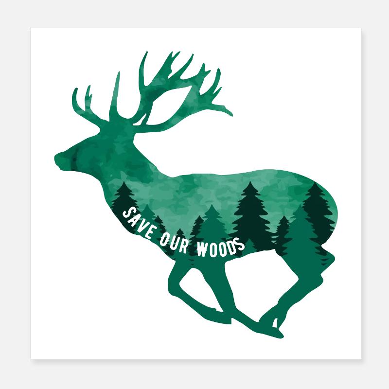 Climate Change Environmental Protection Deer Stag Poster 8" x 8" (20x20 cm)
