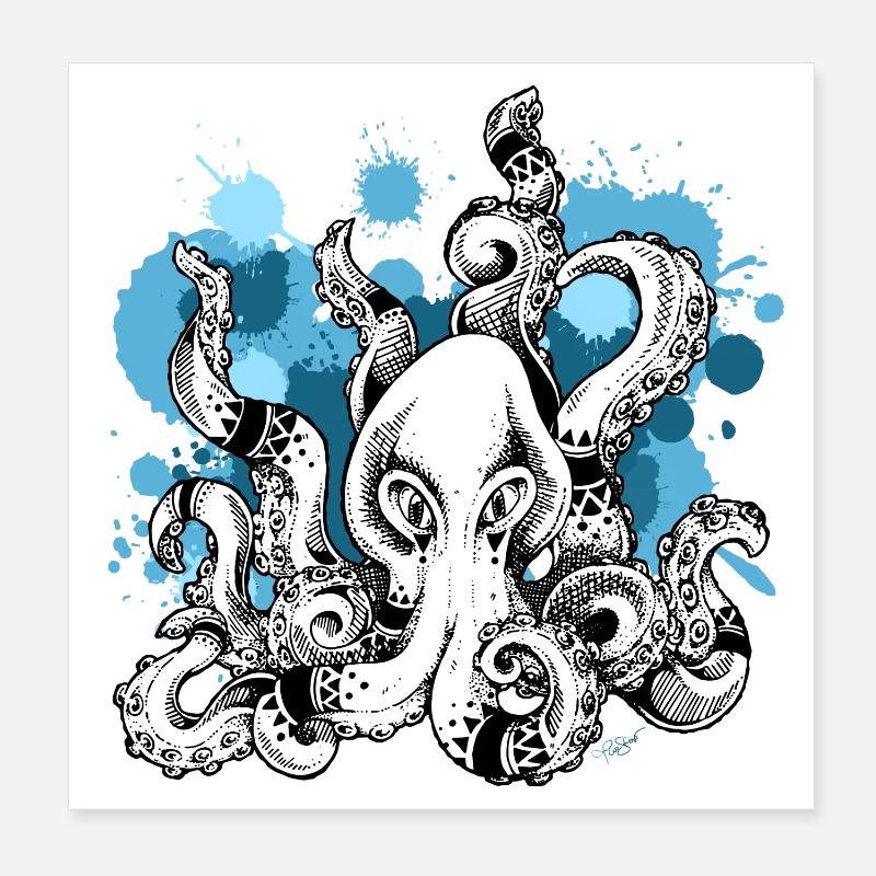 Kraken | Octopus | Seafaring | Adventure Poster 8" x 8" (20x20 cm)