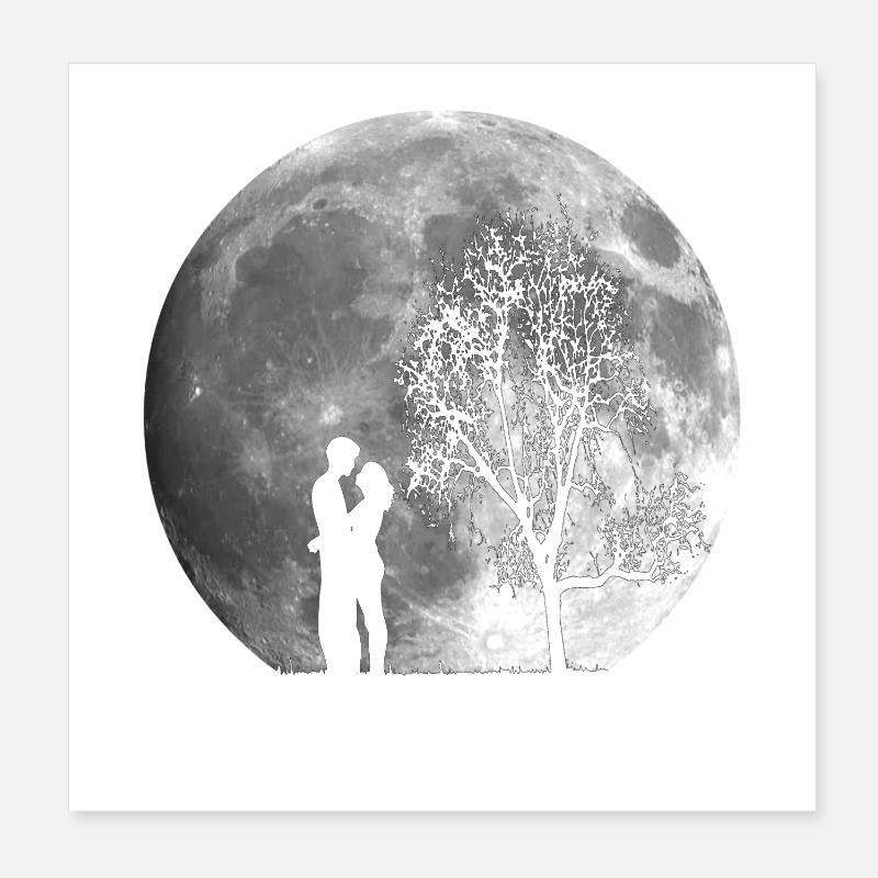 Valentin day, full moon couple Poster 8" x 8" (20x20 cm)
