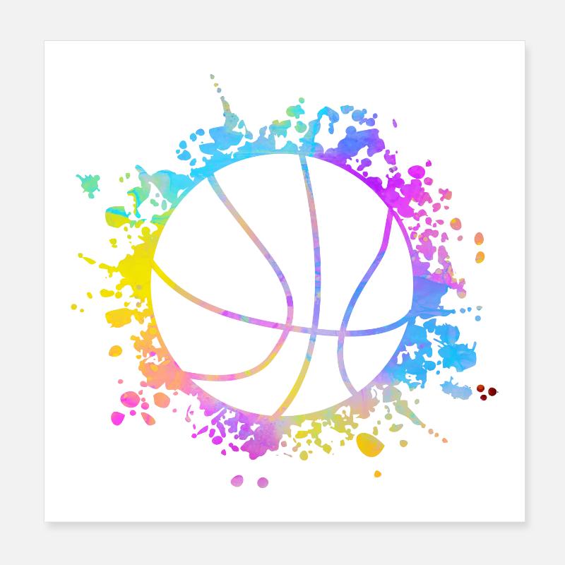 Basketball Farbspritzer Farbklecks Poster 20x20 cm