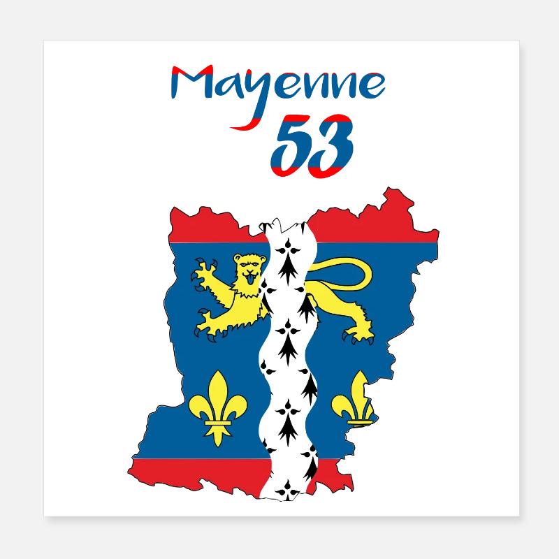 Mayenne - Poster 20 x 20 cm - blanc