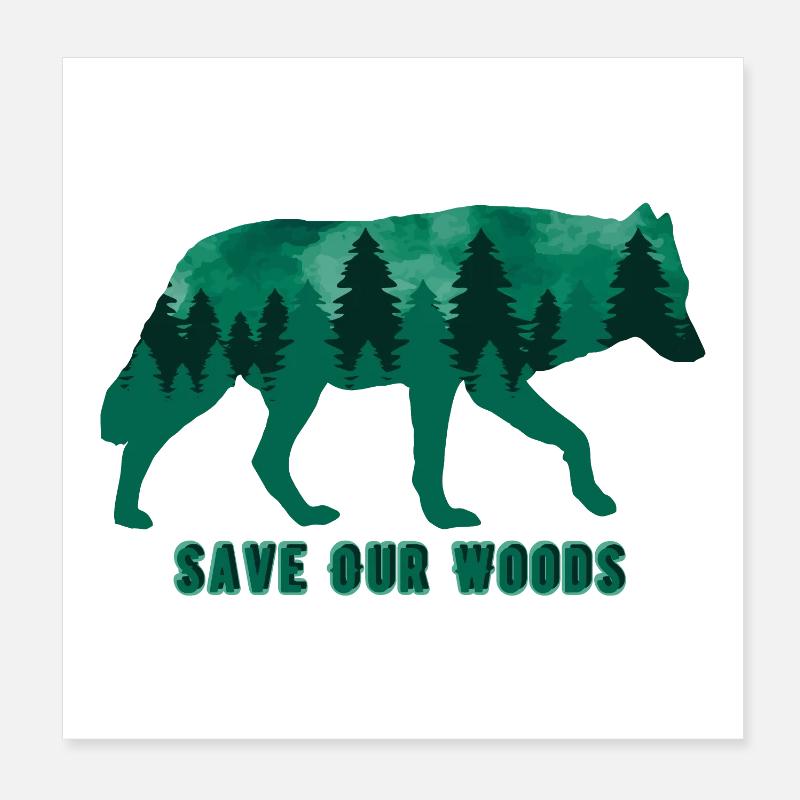 Climate Change Environmental Protection Wolf Poster 8" x 8" (20x20 cm)